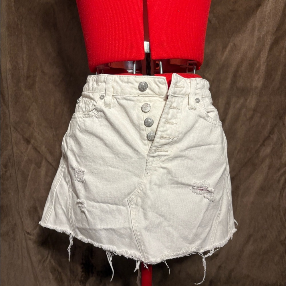 We The Free Cream Denim Skirt